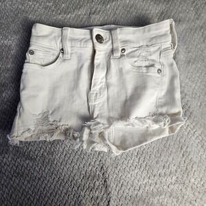 American Eagle White Distressed Ne(x)t Level Stretch Denim Shorts Size 000